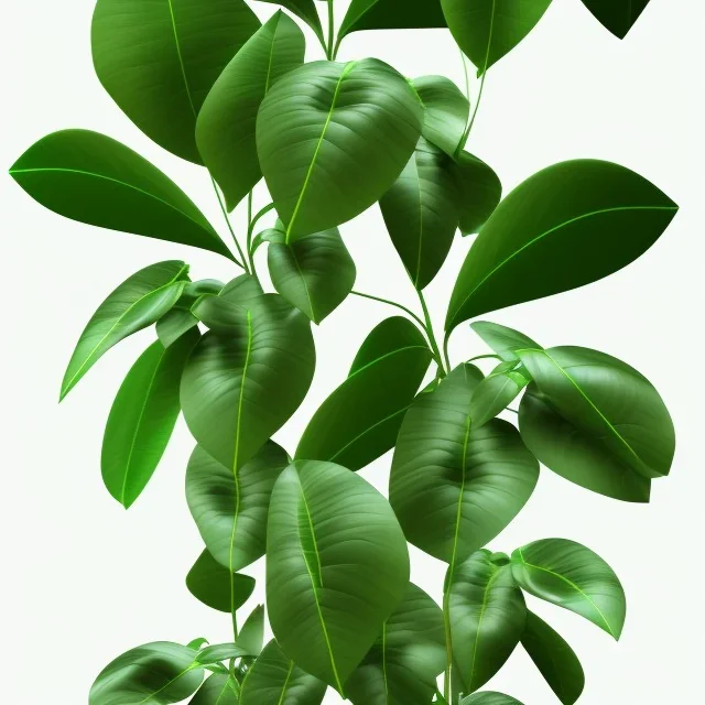 a tropical climbing plant with three leaves growing upwards, each leaf is fully visible, vector style