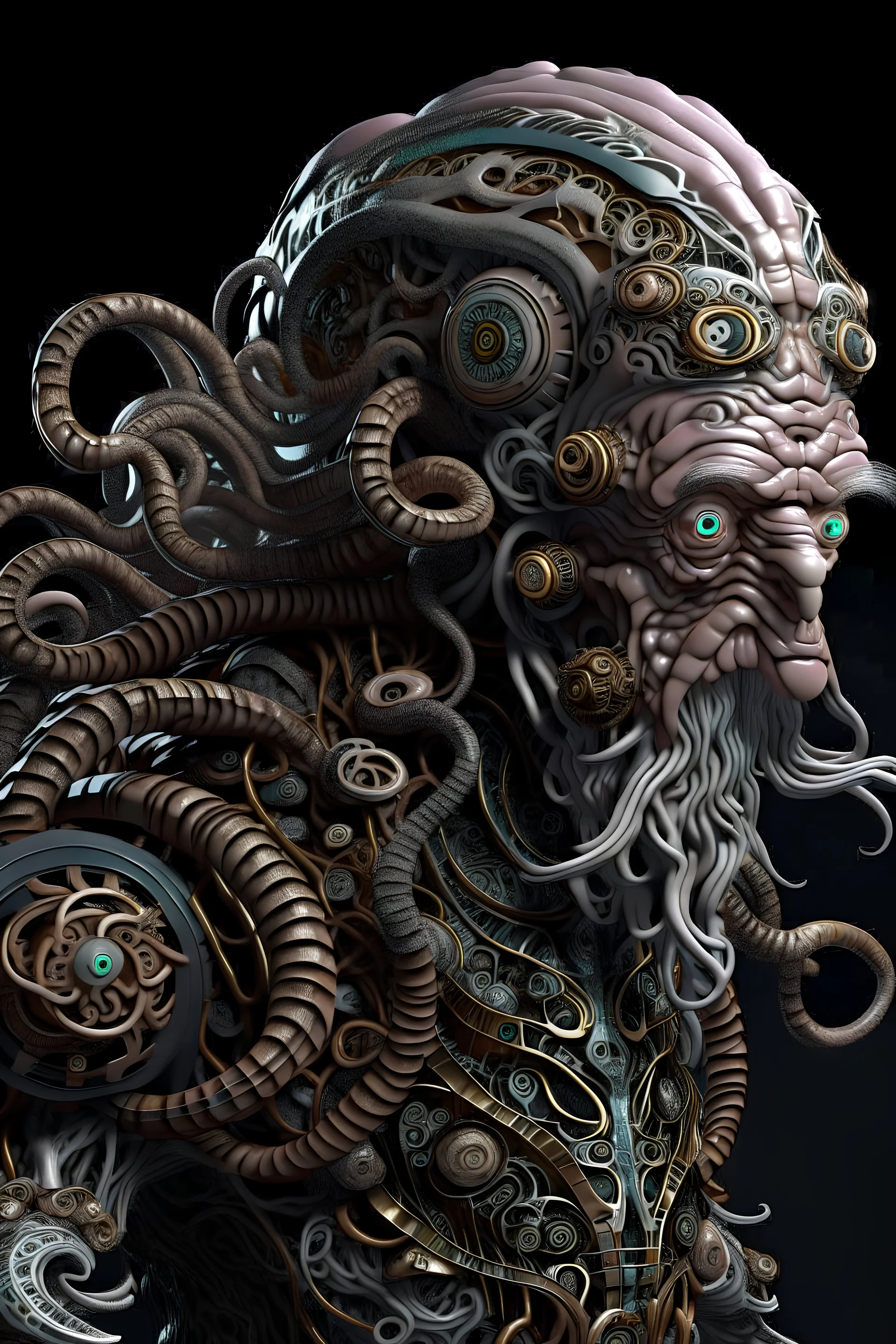 hybrid Einstein as an octopus with cybernetic parts, insane detail. 8k,