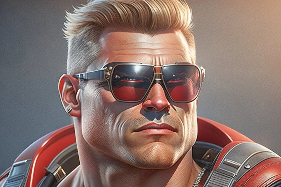 Photoreal Duke Nukem with shades