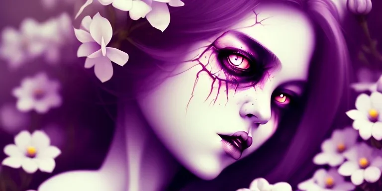 dead girl buried in flowers, beautiful, eyes closed, laying down, gothic