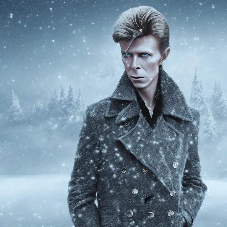 david bowie in winter landscape