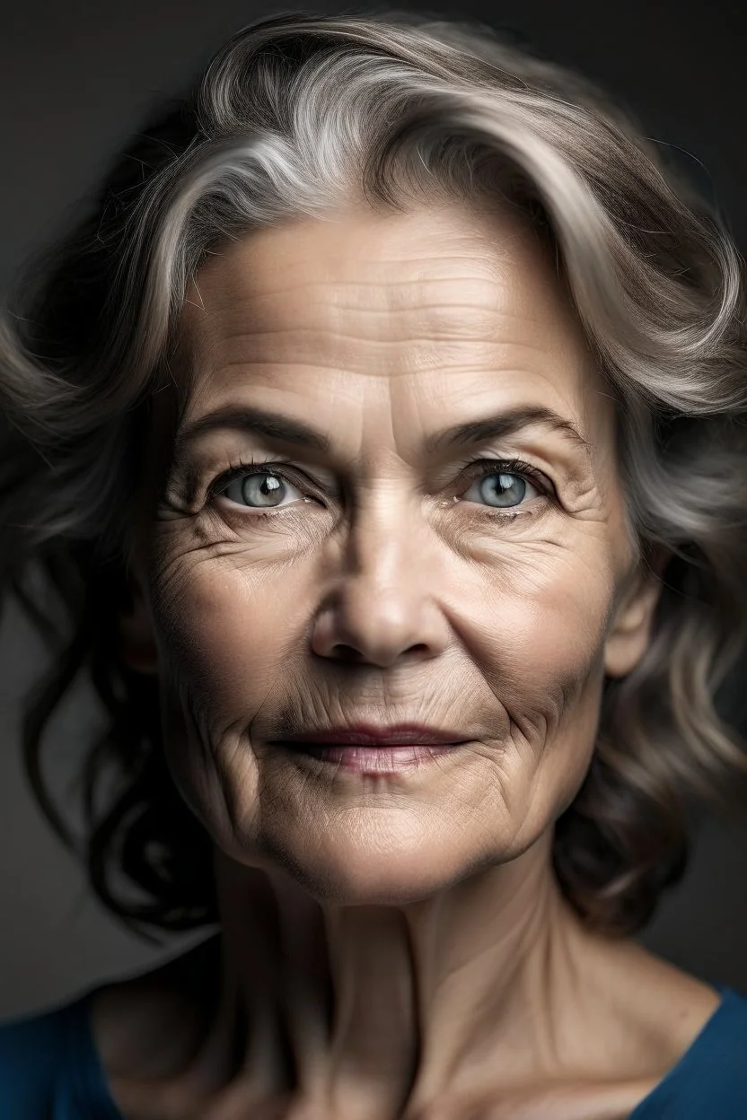 Stunning natural true colors and not too saturated professional photography showing the beautiful face of a mature woman on a transparent background