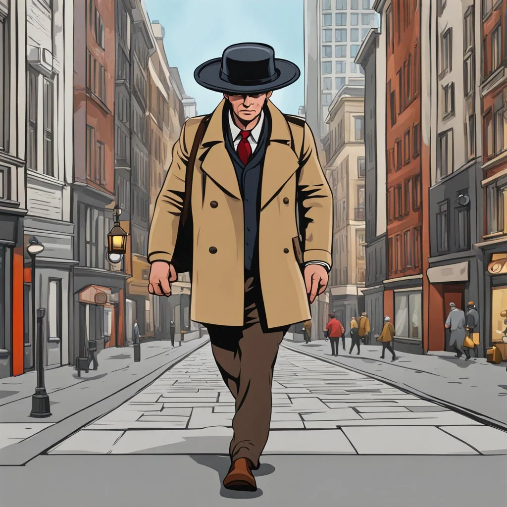 Cartoon of man with a serious hat walking 4k