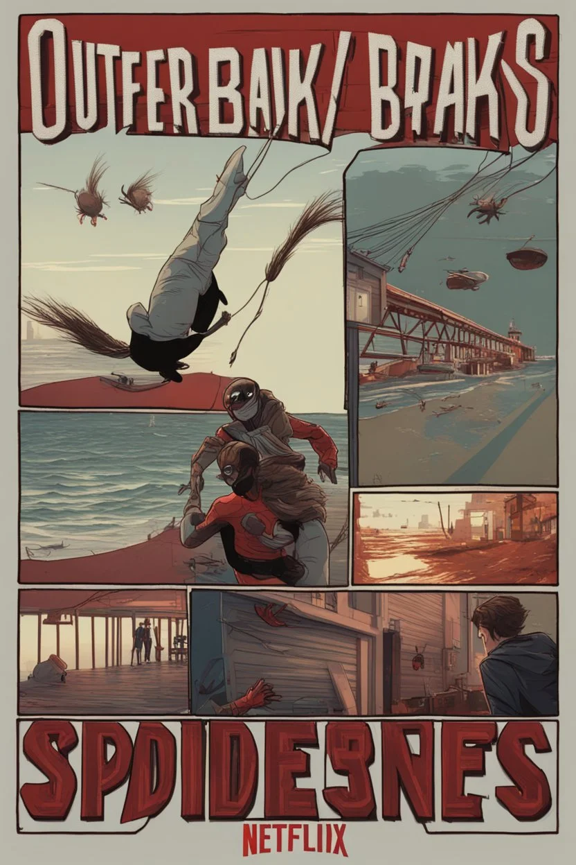 Netflix's Outer Banks in the style of Spiderman Into The Spiderverse.