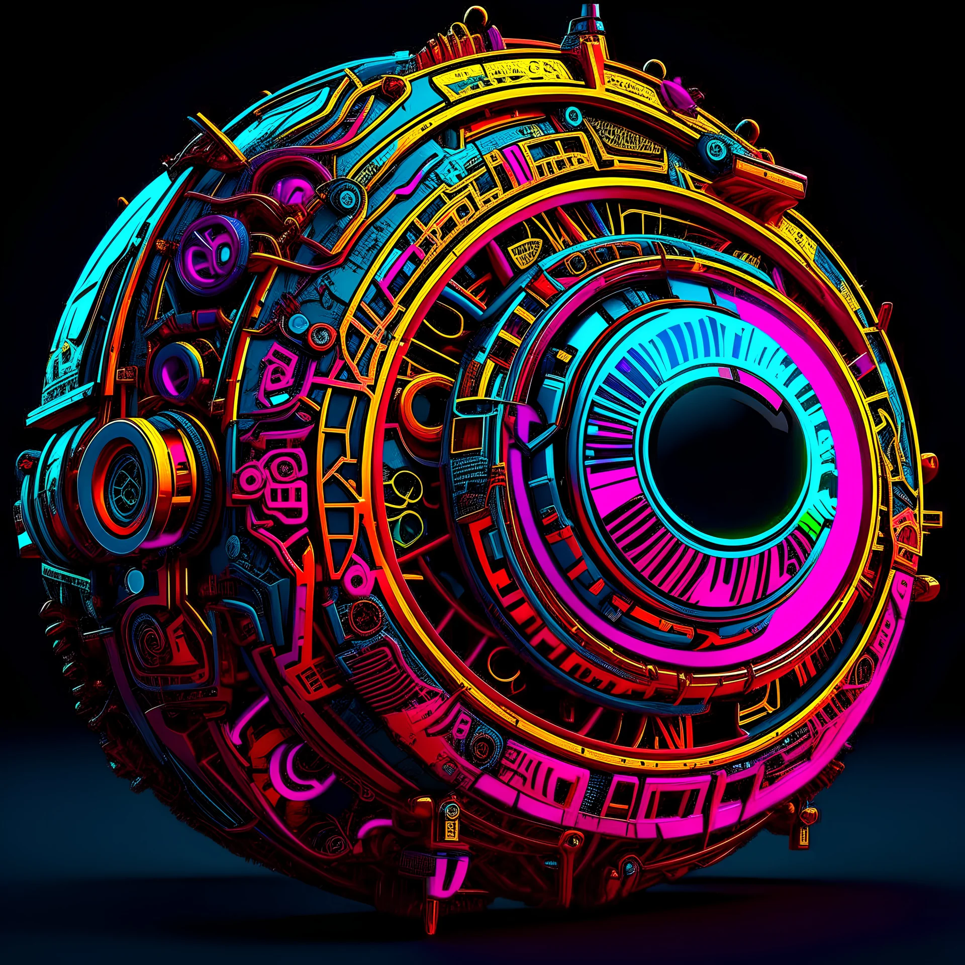 highly detailed eyeball, neon colour, cyberpunk, futuristic, Super detailed 3d , ethnic details, intricated details, as trending in artstation,