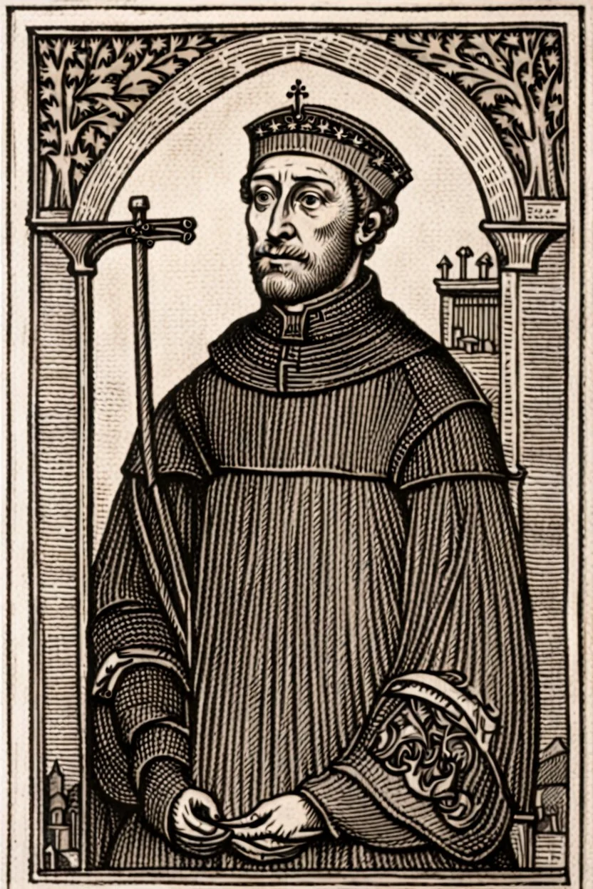 A woodcut image featuring Robert of Loxley