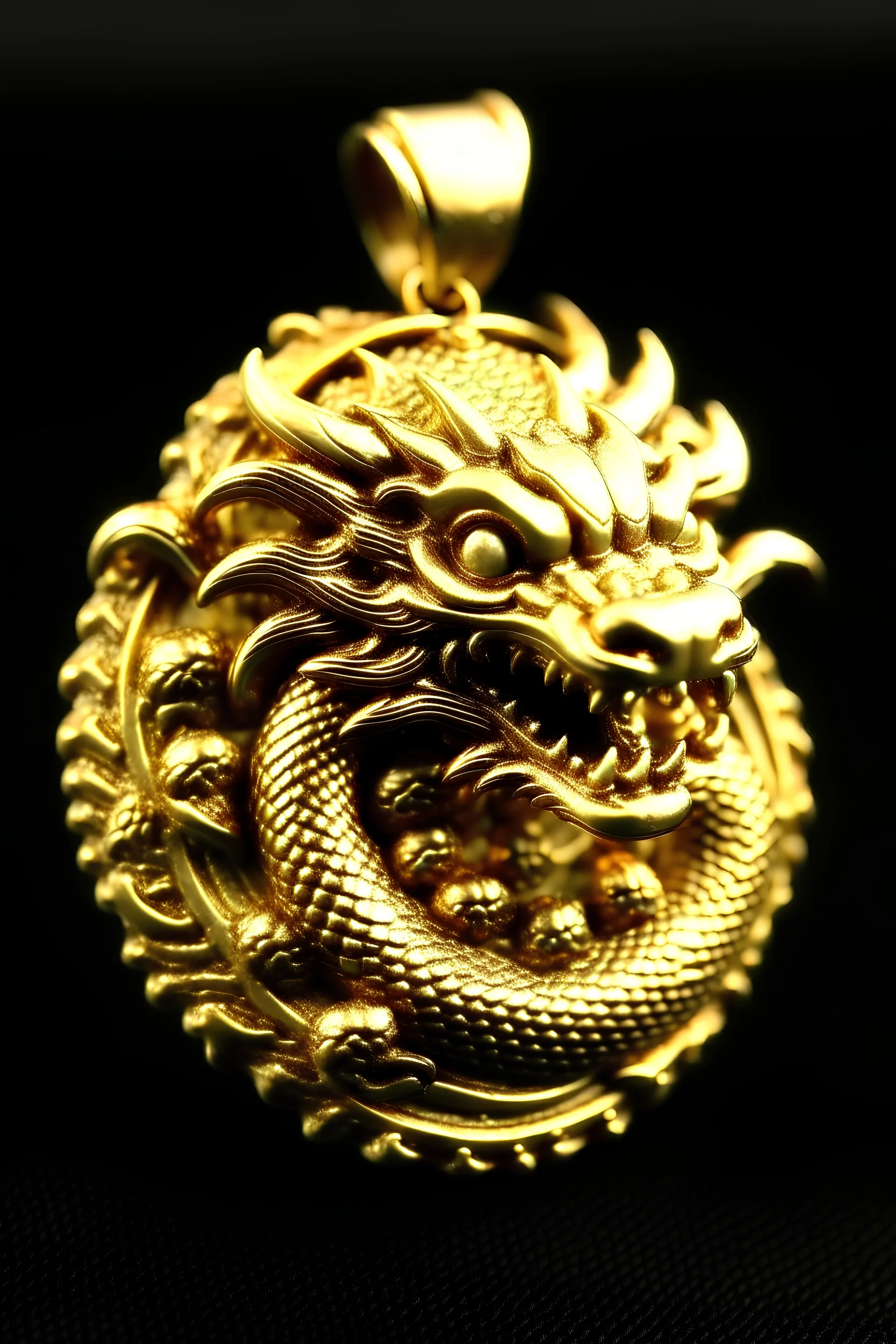 A Japanese gold old dragon pendant