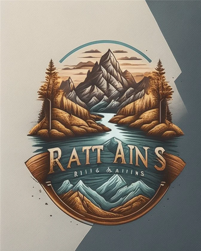 River and mountains logo design