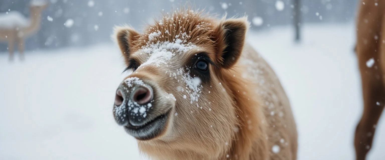 camel pig in snow storm