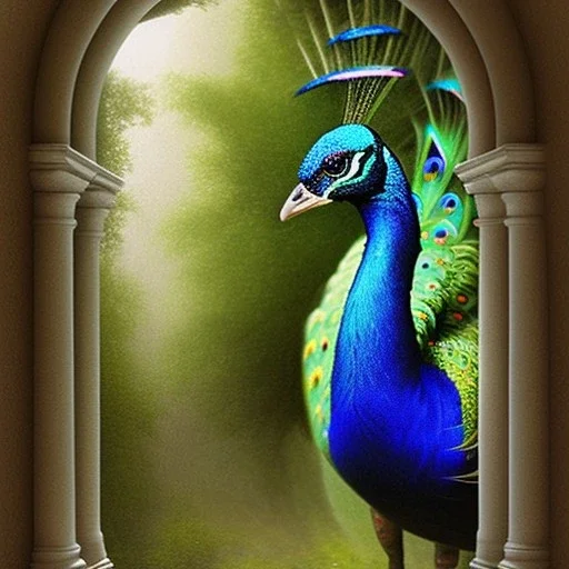 peacock in stairs