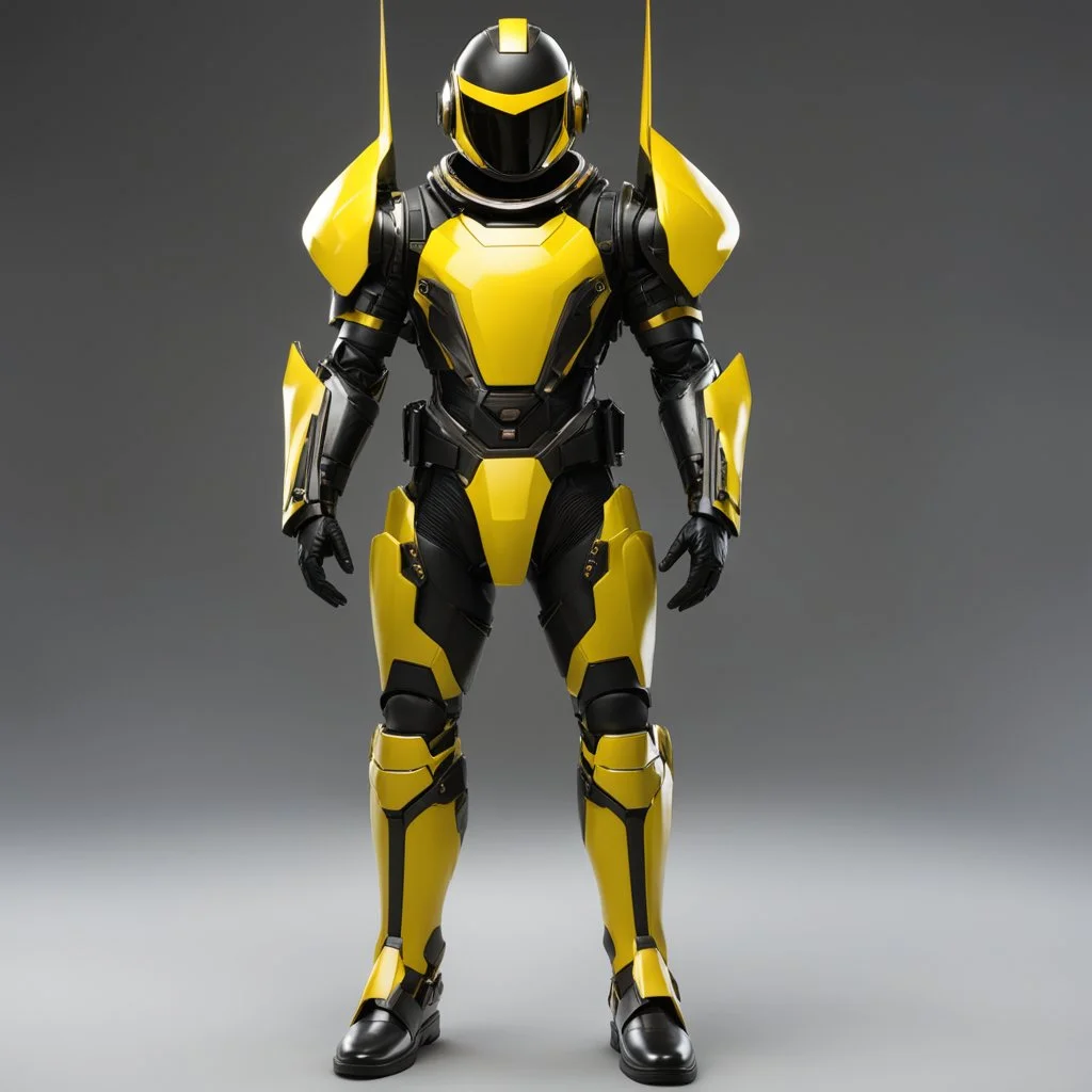 Yellow and black beeman from the future with armor