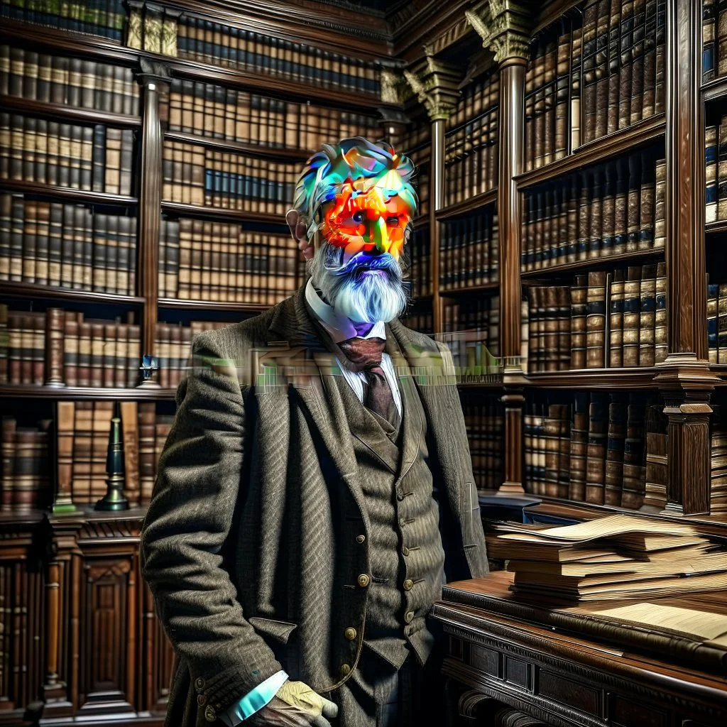 Portrait of gentleman in old library