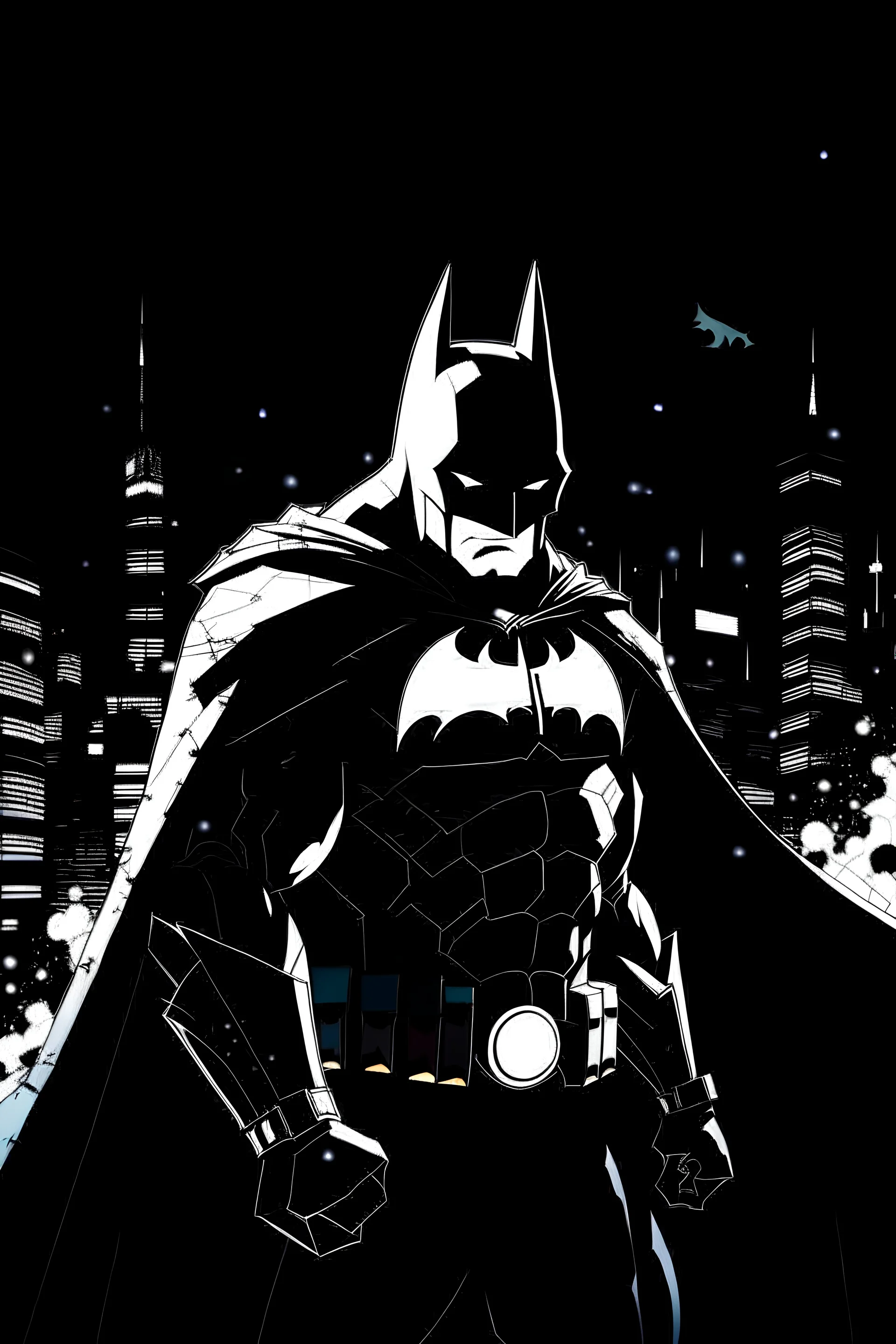 Batman in anime style in sin city