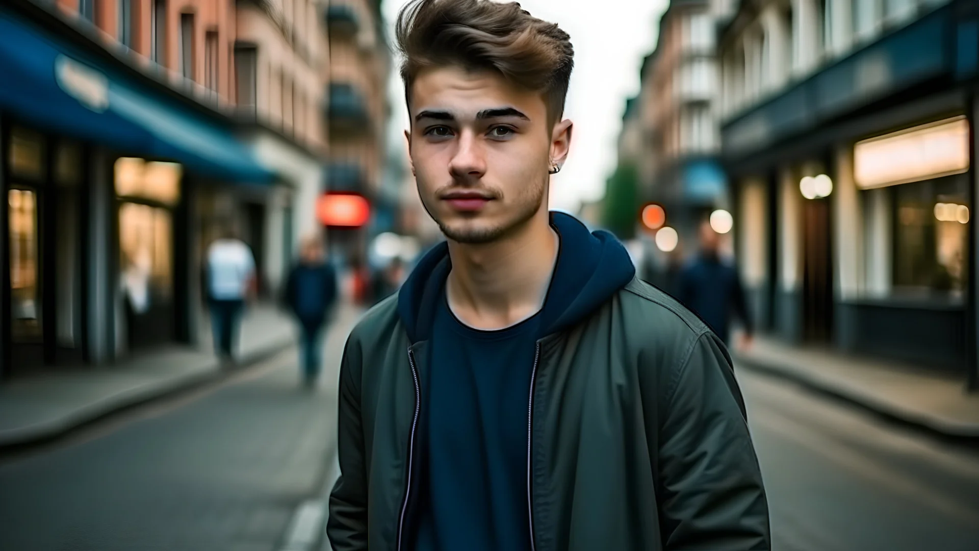 handsome young man on the streets of the Eastern city images