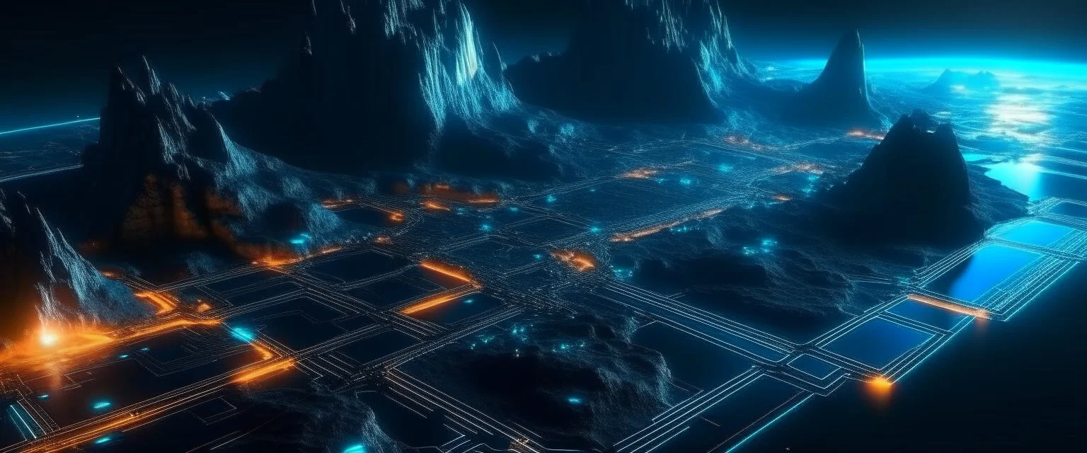 futuristic sci-fi map. Realistic photo. HD. Glowing. 3d style