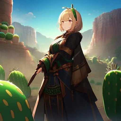 anime real life like cactus in the desert in arizona, grand canyon,anime