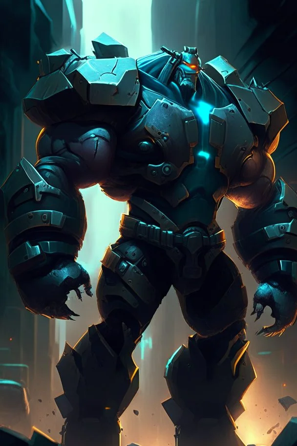 Malphite from league of legends in cyberpunk style