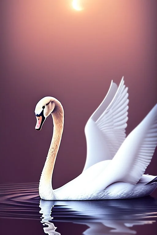 A swan with an unnaturally long neck