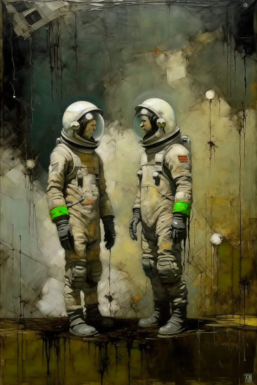 Cause you and I will be like a couple of cosmonauts Except with way more gravity than when we started off" minimalisric surreal space composition Modifiers: oil on canvas surreal Mixed Media mysterious Impressionism heavy brushstrokes Jamie Heiden Gayane Khachaturian arbitrary colour alteration dmt puff mild exorcism Squeak Carnwath Bif Inc.™