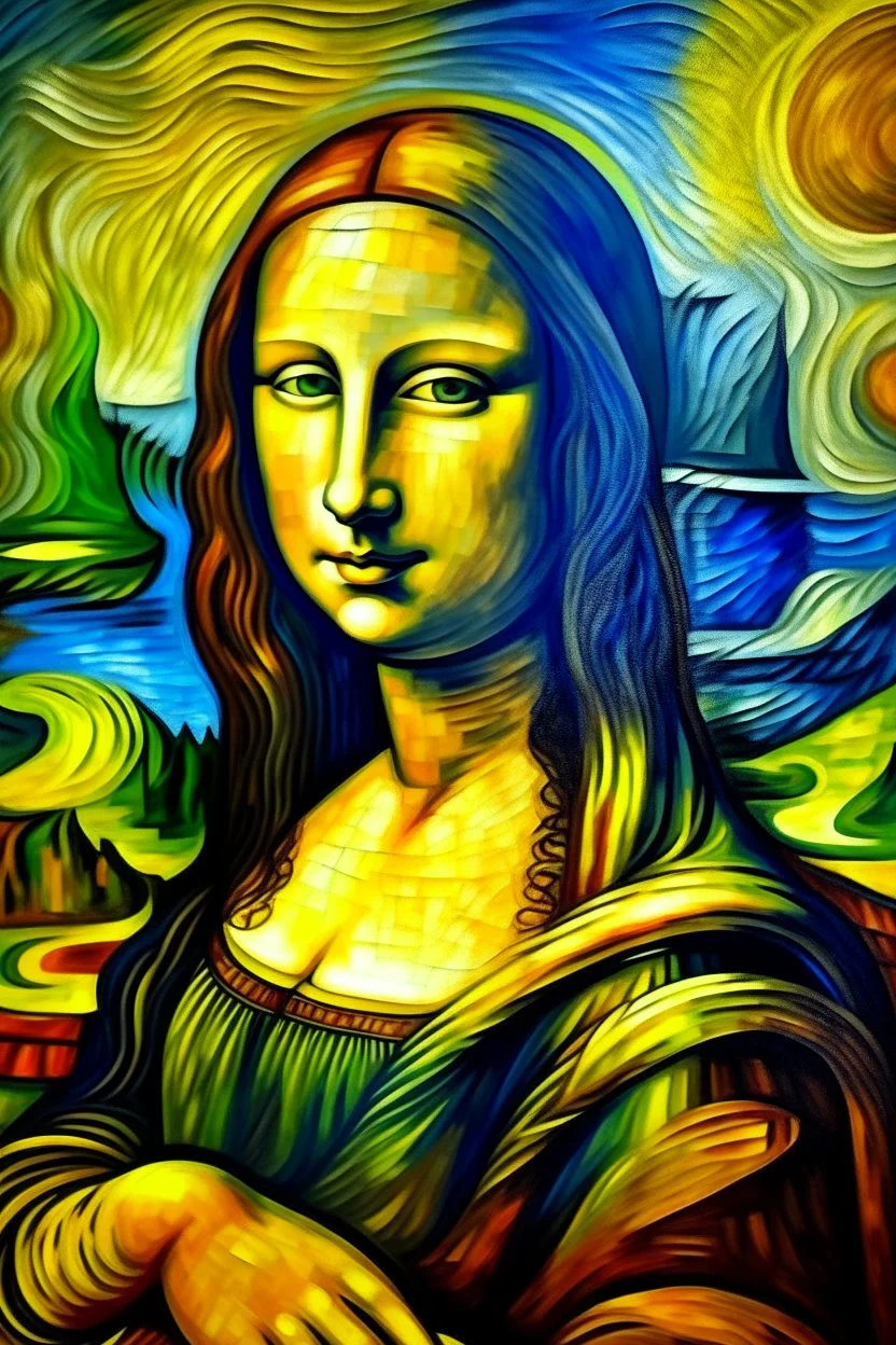 Interpretation of The Mona Lisa by Van Gogh; Post-Impressionism