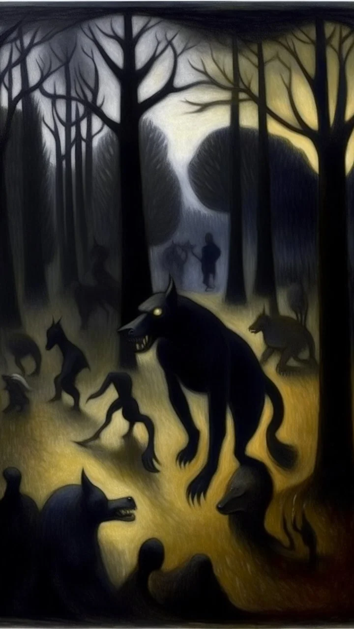 A black savage nightmare painted by Georges Seurat