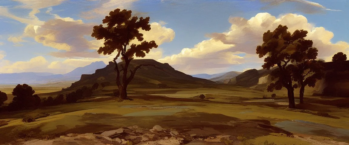 texas hill landscape by poussin