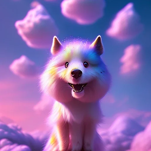 pixar style,realistic painting of a beautiful girl and sweet jam,volumetric blue clouds,pink sky environment and flying strawberries in background, volumetric lighting,dramatic lighting, detailed digital painting, extreme dense and fine fur, anime, ornate, colour-washed colors, elegant, small minutiae, tiny features, particulars, centered, smooth, sharp focus, renderman gofur render, 8k, uhd, detailed eyes, realistic shaded volumetric lighting,caustics,backligh