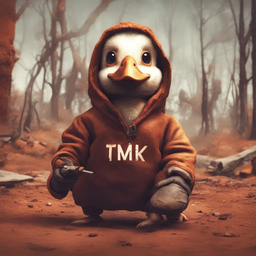 Make a Pic for a Rust gaming youtuber with a Ducklin and the text "TMK"