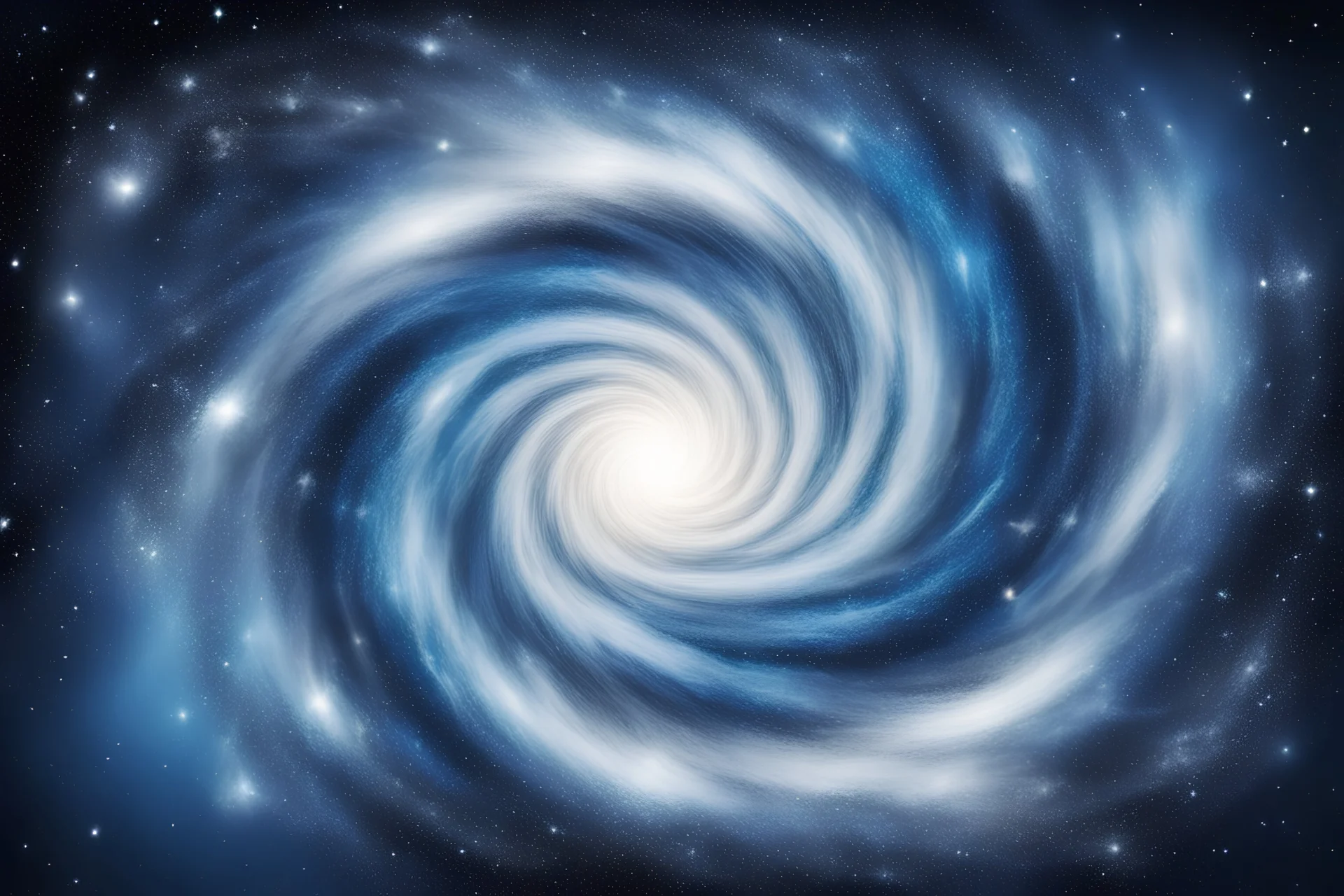 Galaxy vortex with stars, shades of blue, white background