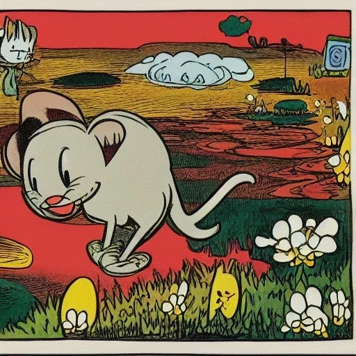 from krazy kat and ignatz mouse by herriman psychedelic landscape