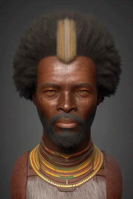 african head portrait, warrior costume, village, meditation, woods, galaxy sky, 8k quality