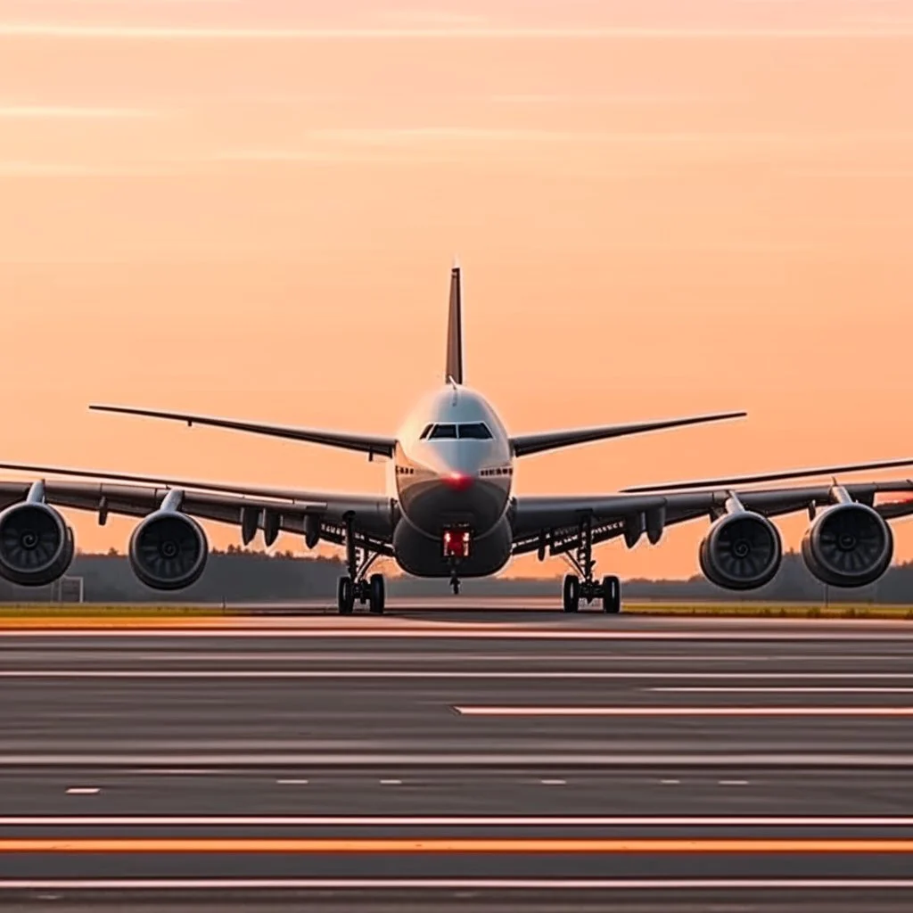 A picture of a plane about to take off from the ground, and the picture was taken from the side of the plane, 4K