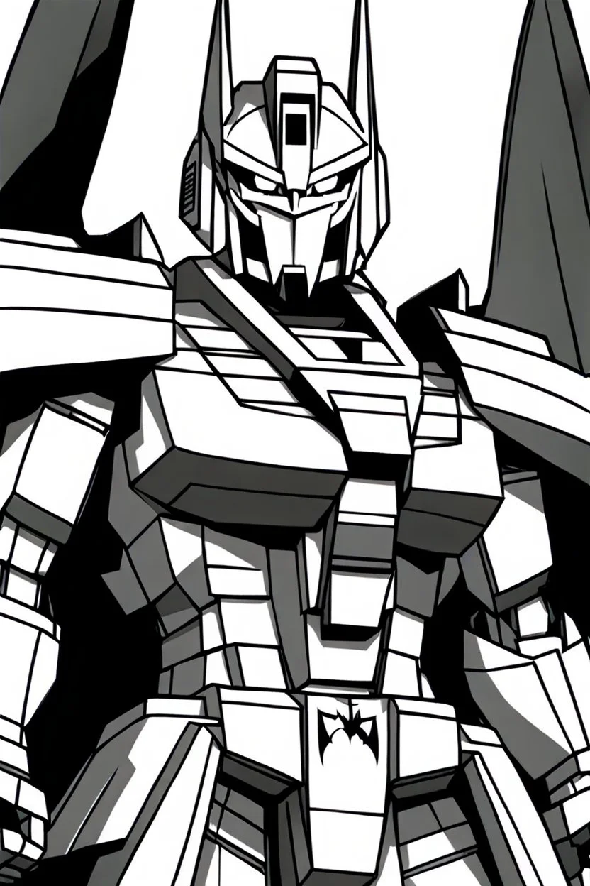 Gundam inspired by Batman. Photograph.