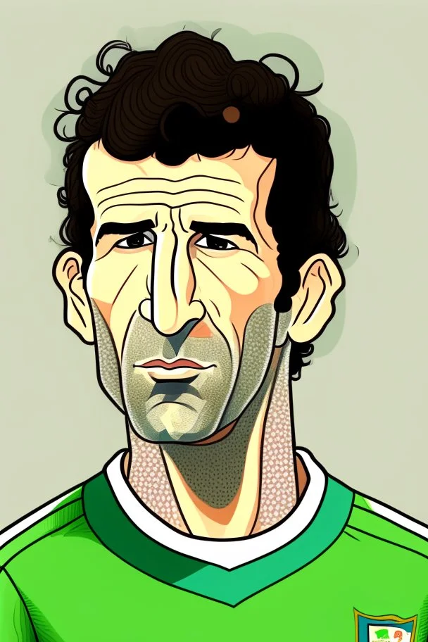 Luis Figo Portuguese football player ,cartoon 2d