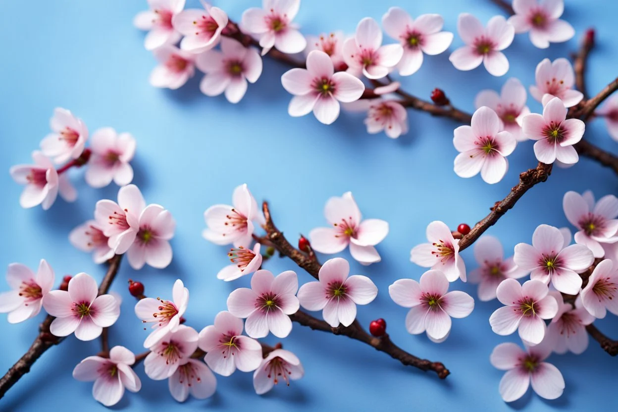 fantastic light pin blue background with three rows of four evenly spaced cherry blossoms