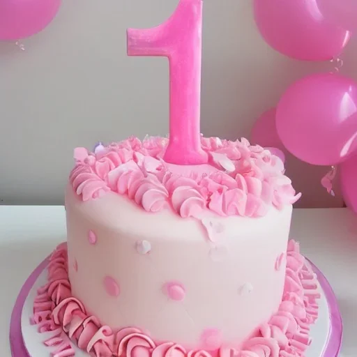 Pink birthday cake, 3 tier, extraordinary, 3d render, soft pastel color, cute