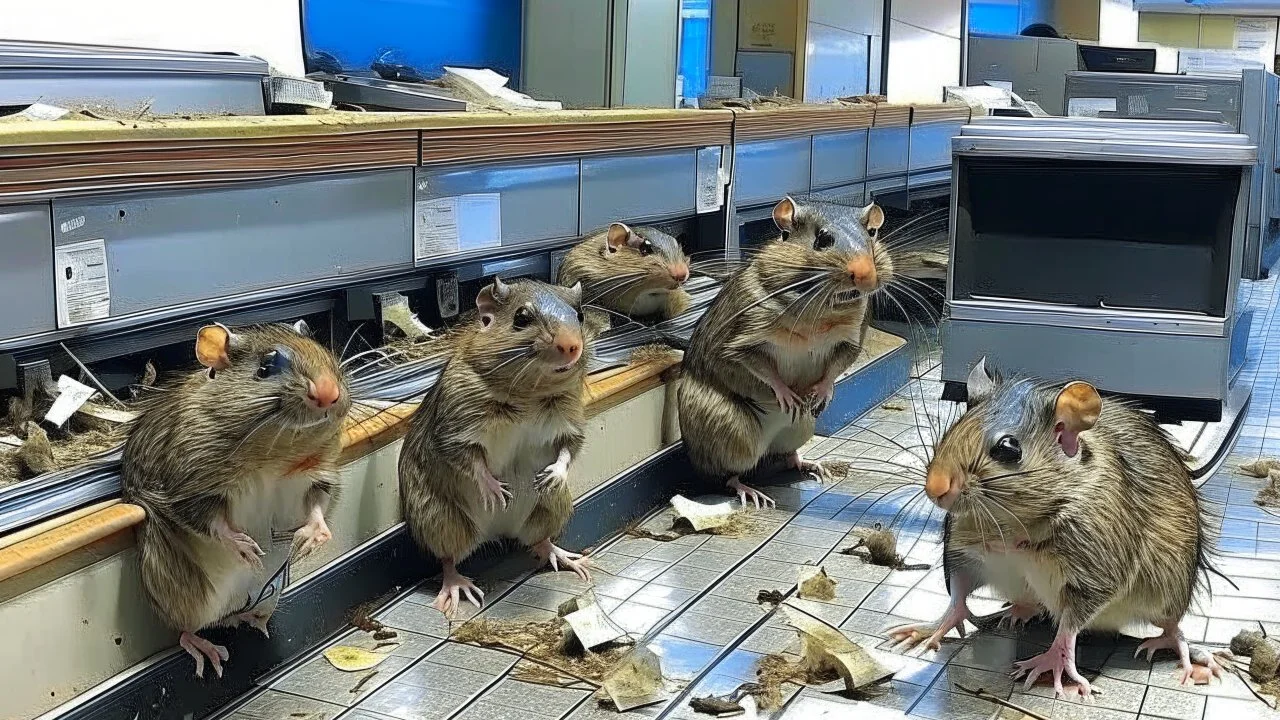 biped rats robbing a bank in México