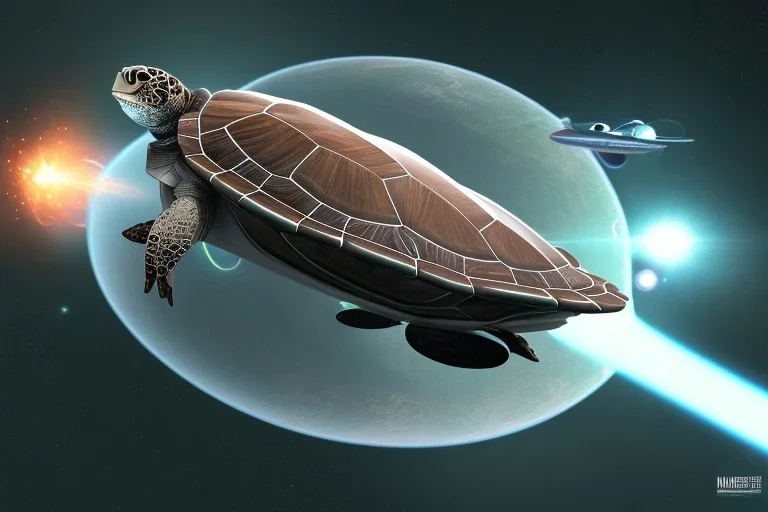 turtle spaceship with thrust and planet