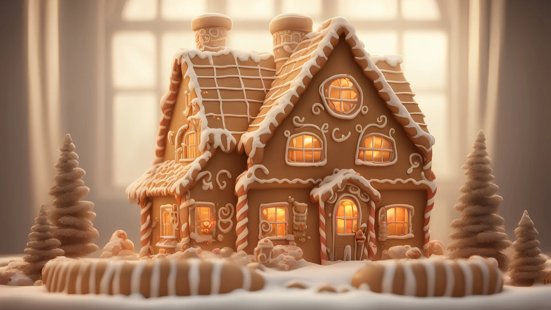 3D illustration of the magic gingerbread house. smooth 3d digital art, exquisite thee-dimensional rendering, 4K, blender, c4d, octane render , disney style 3d light, Zbrush sculpt, concept art, Zbrush high detail, pinterest Creature Zbrush HD sculpt, neutral lighting, 8k detail.