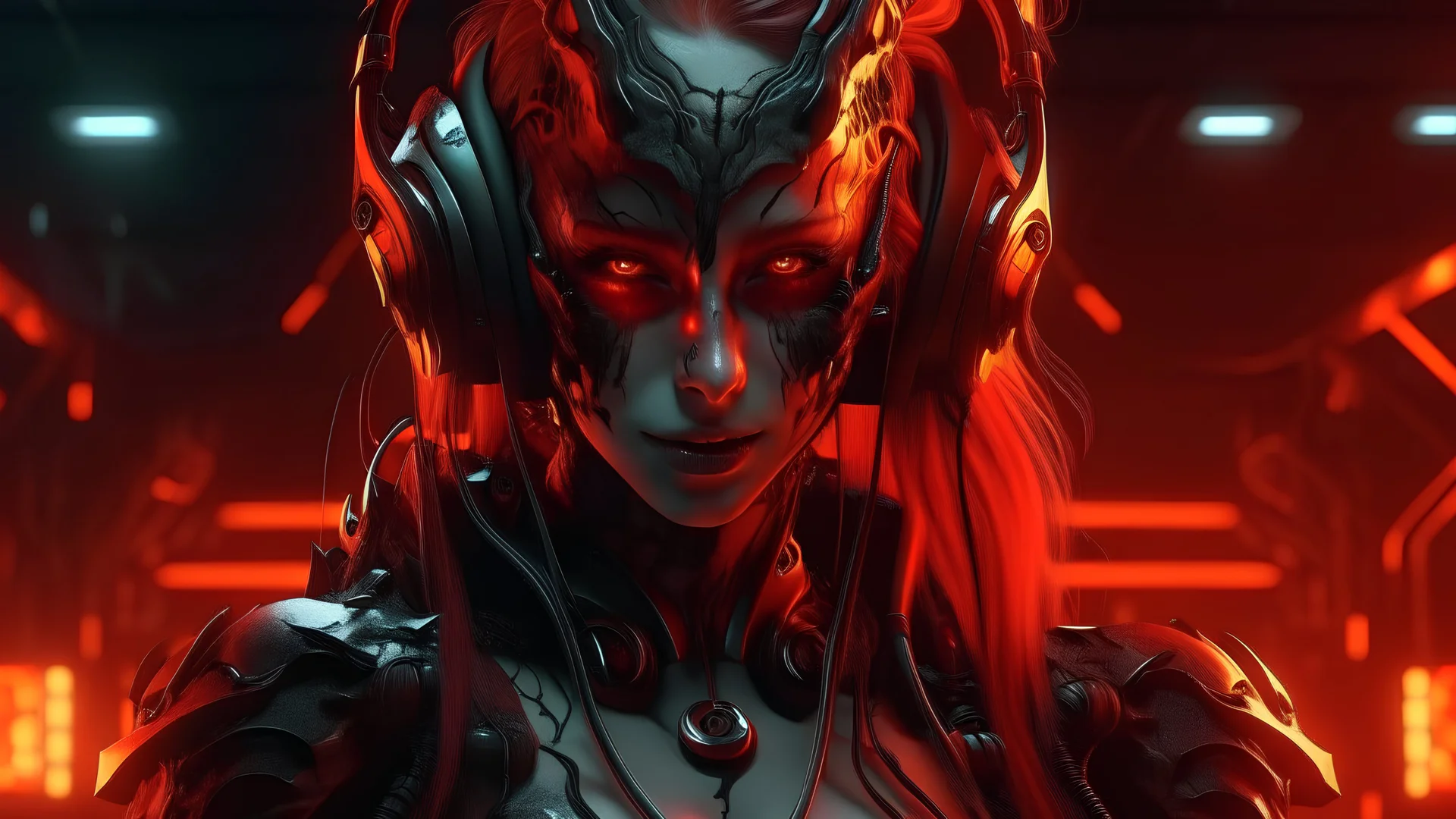 4k full realism full details logo demon femme cyberpunk firestarter hardrock emission radio