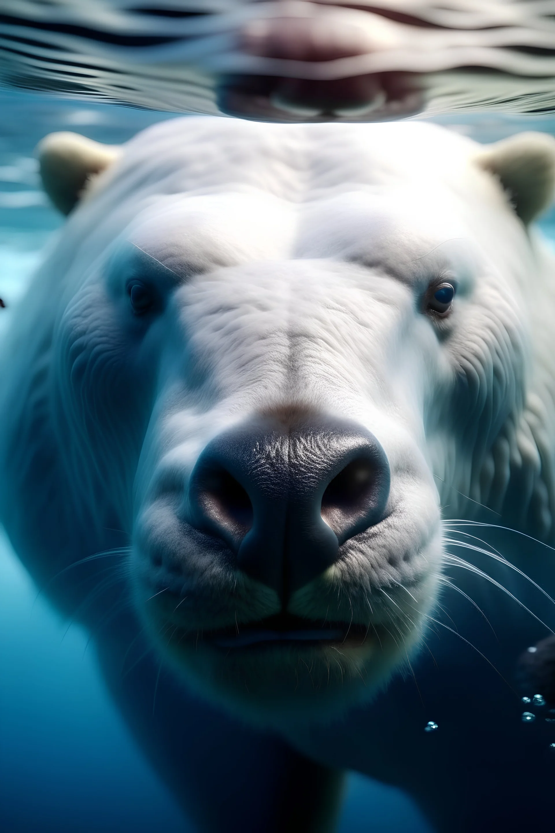 Narwhale merged with a polar bear realsitic