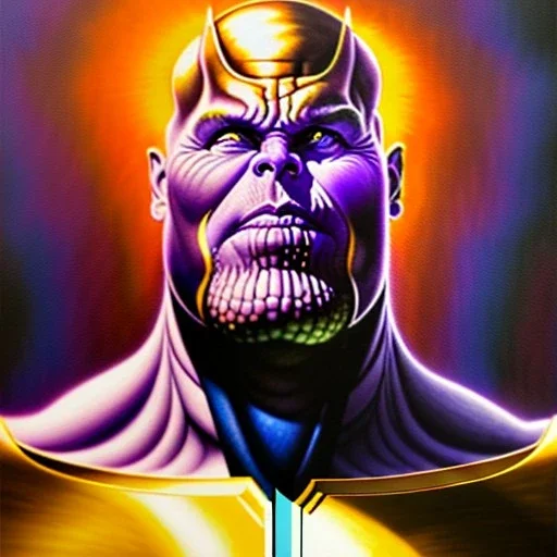 dibujo Épico al oleo de cuerpo entero de Thanos estilo Gustav Klimt 4k