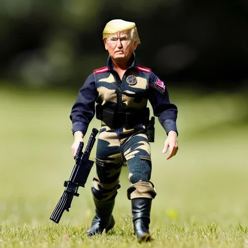 G.i. Joe toy camouflage doll sunburn Donald Trump face with boots full body in package high resolution 2019, in a box with gun