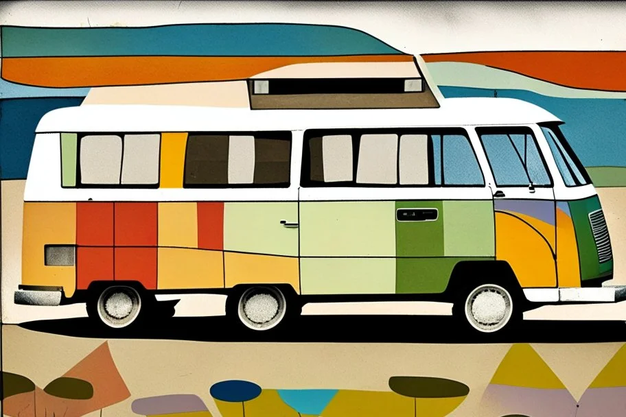 Campervan in thestyle of paul klee