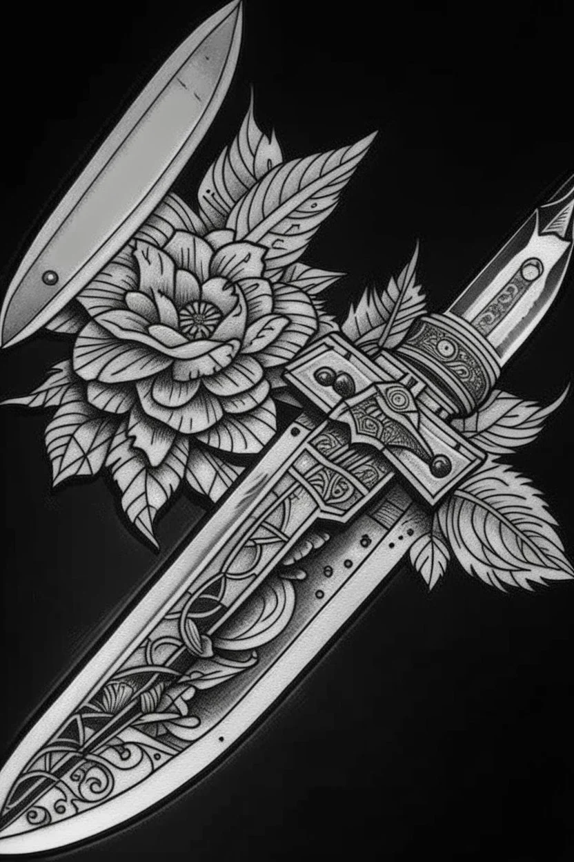 Knife Traditional style tattoo drawing