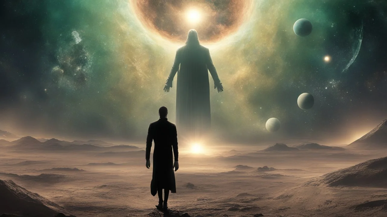 matrix universe, space, planets, god creation walking on the light