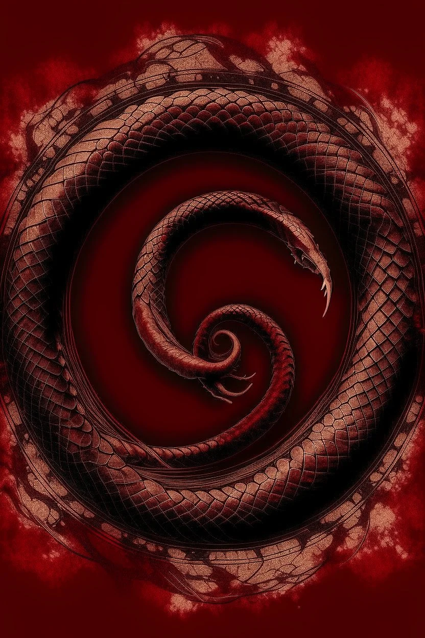 ouroboros made of red ink