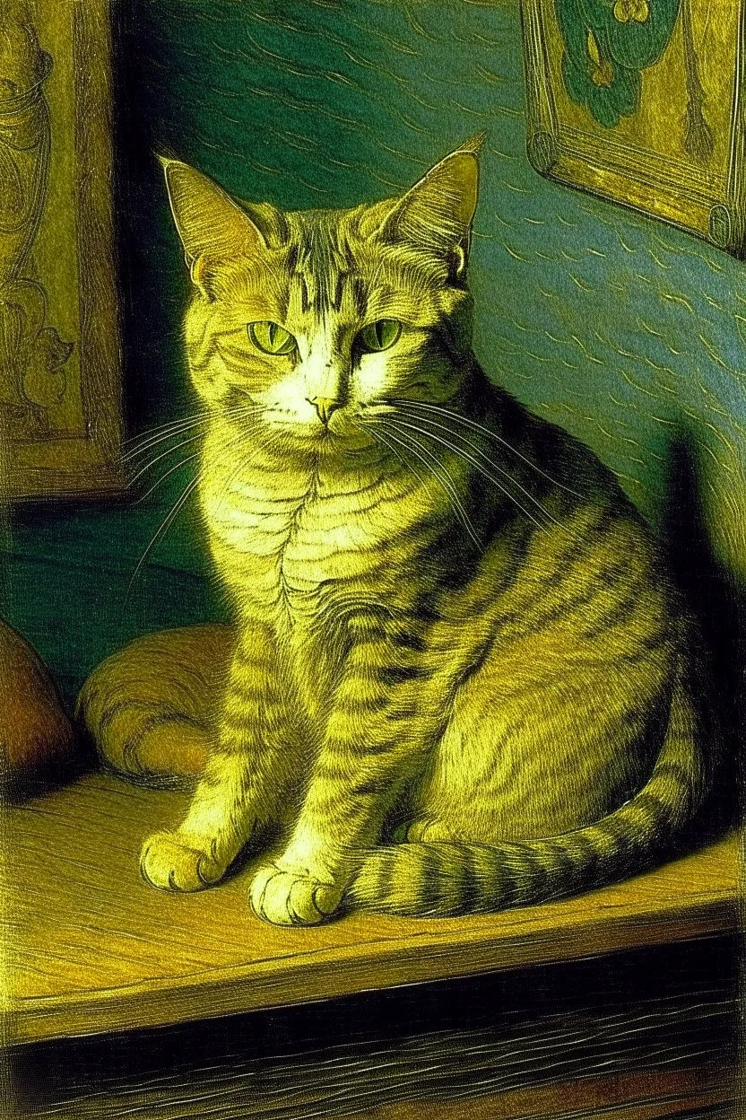 Portrait of a cat by Van Gogh