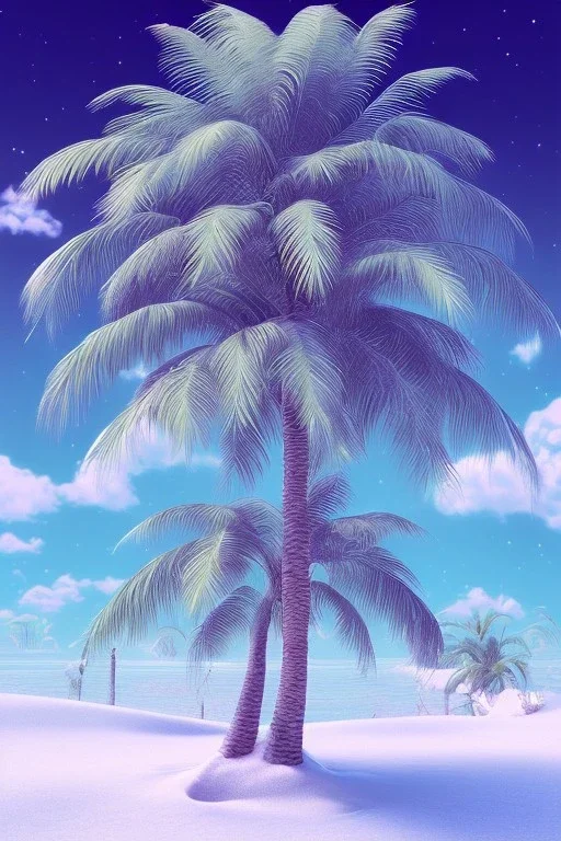 1980's vaporwave aesthetic palm trees in Christmas winter