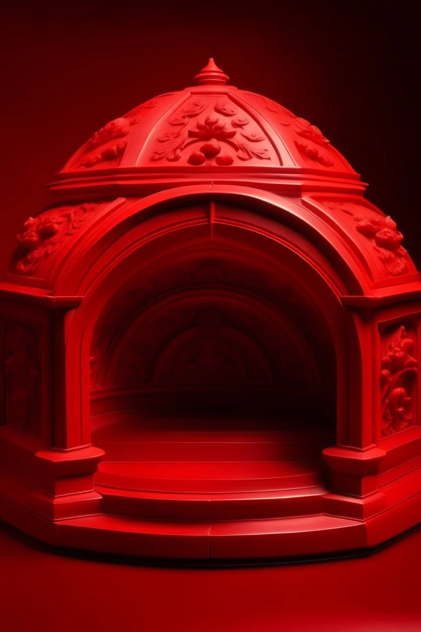 A cherry red colored fiery vault made out of brimstone designed in Greek Pottery